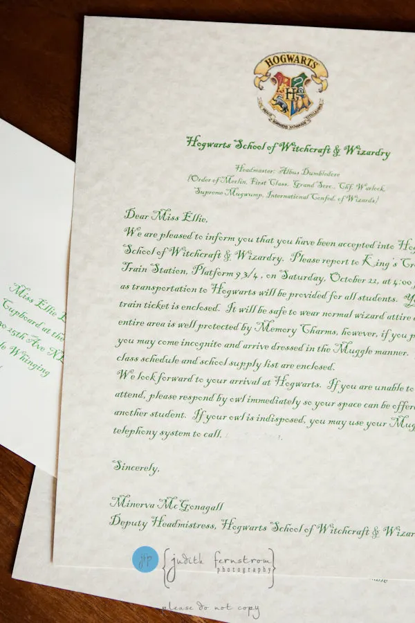 harry potter birthday party invitations